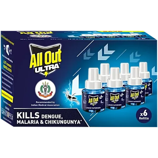 ALL OUT ULTRA REFILL | MOSQUITO KILLER | LIQUID VEPORISER | 45 ML | 6 PCS PACK