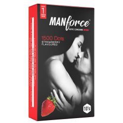 MANFORCE 1500 DOTS STRAWBERRY FLAVOURED CONDONDOMS 10 PCS PACK