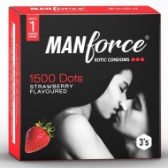 MANFORCE 1500 DOTS STRAWBERRY FLAVOURED CONDOMS 3 PCS PACK