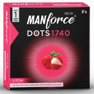MANFORCE 1740 DOTS LITCHI FLAVOURED CONDOMS 3 PCS PACK