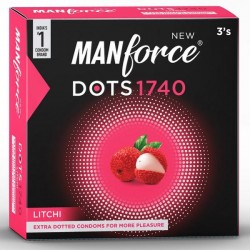 MANFORCE 1740 DOTS LITCHI FLAVOURED CONDOMS 3 PCS PACK